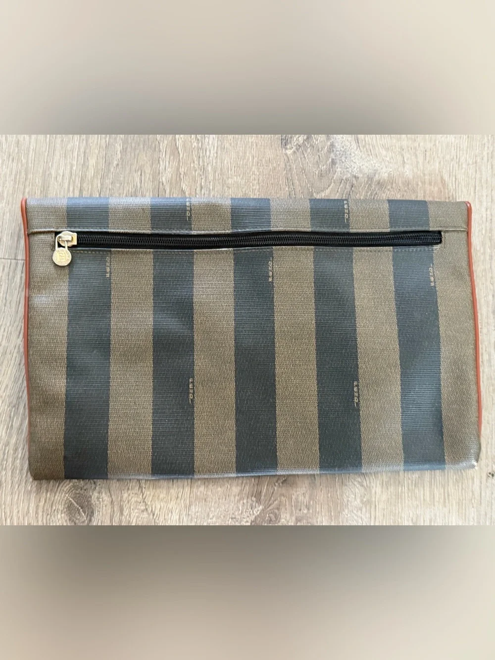 Vintage Fendi Roma Italy 1925 Pequin Stripe Envelope Clutch ⭐